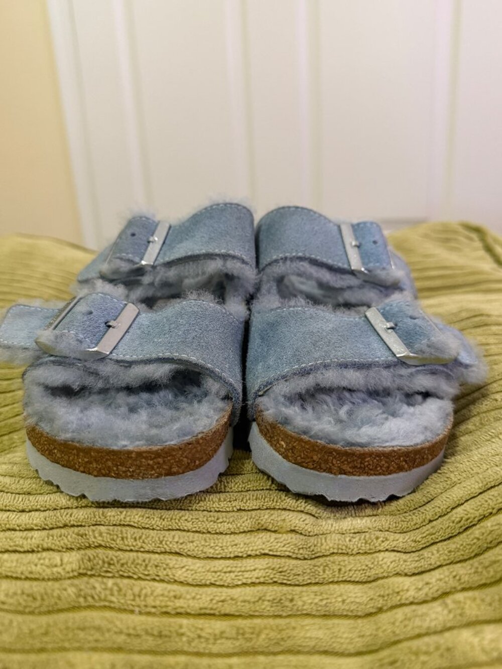 Birkenstock Arizona Shearling Suede Leather Light Blue - Size 37 - Picture 7 of 10